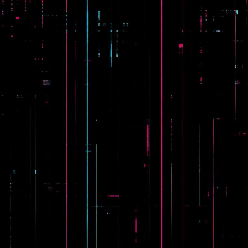 Signal Leak — minimalist abstract glitch art with cyan and magenta lines